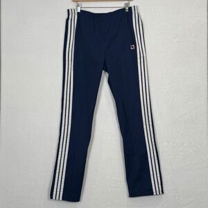 Vintage Pierre Dumas Mens Track Pants Navy Blue White Triple Stripe Size L 34x30